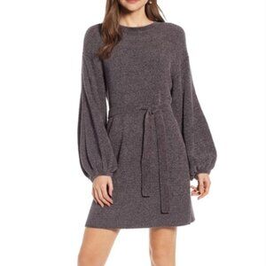 Something Navy Sweater Dress Knit Shimmer Gray Silver Metallic Size LARGE New
